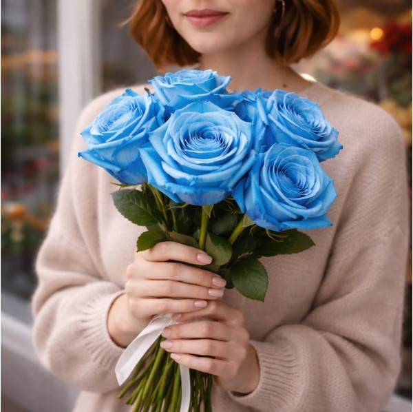 5 синих роз