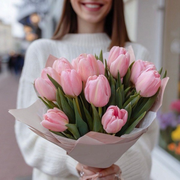 Букет 10 розовых тюльпанов