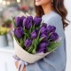 Букет 15 фиолетовых тюльпанов