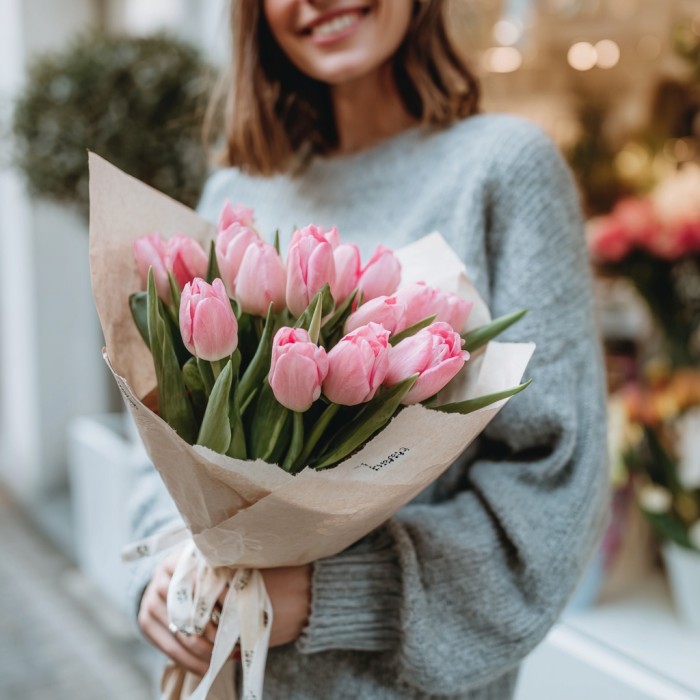 Букет 15 розовых тюльпанов