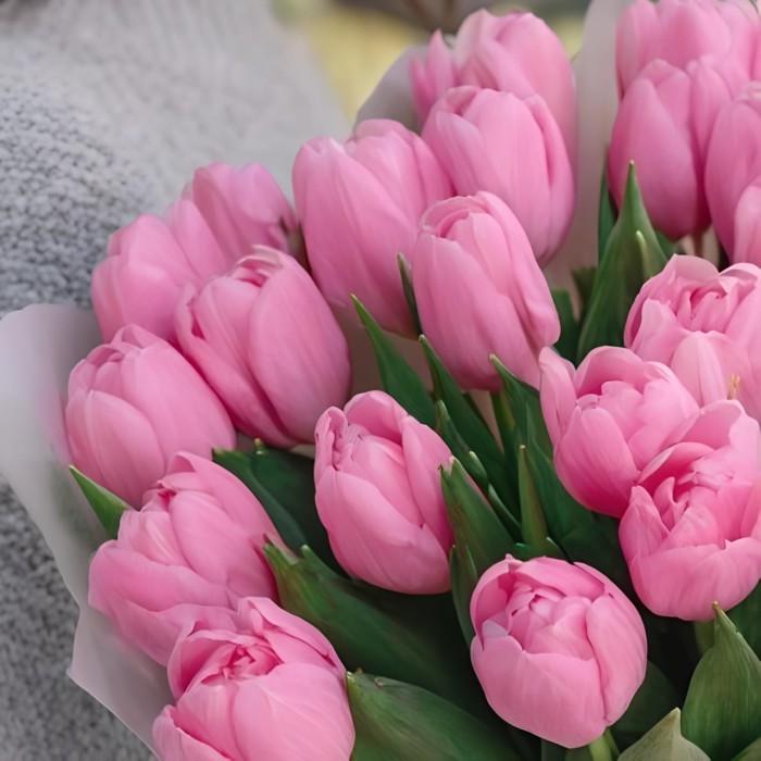 Букет 25 розовых тюльпанов