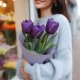 Букет 3 фиолетовых тюльпана