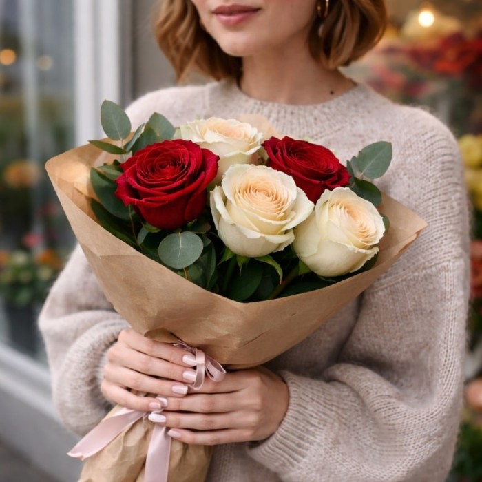 Букет 5 роз микс