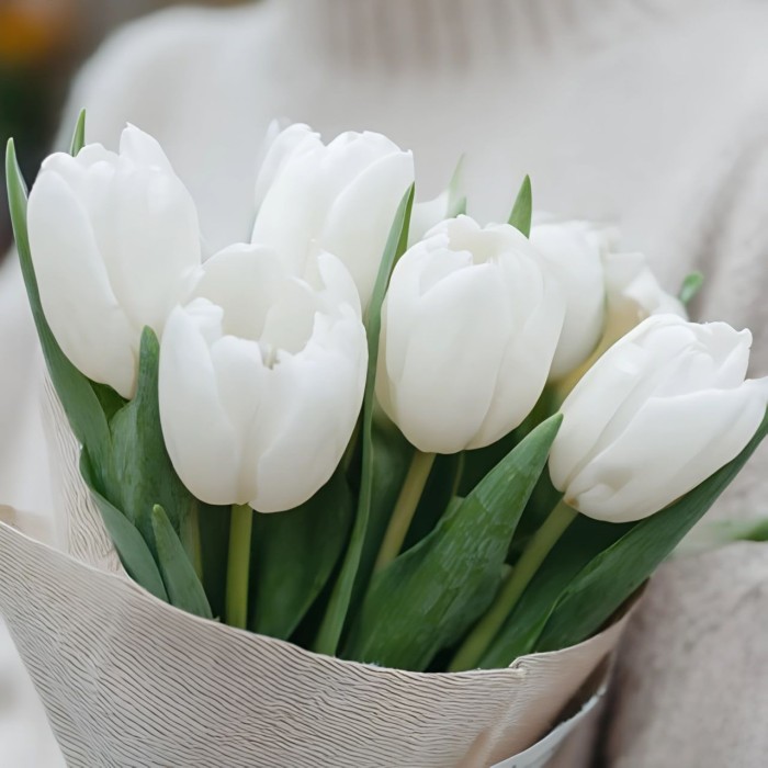 Букет 7 белых тюльпанов