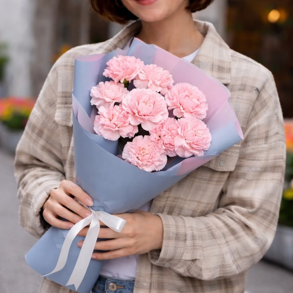 Букет 9 розовых гвоздик