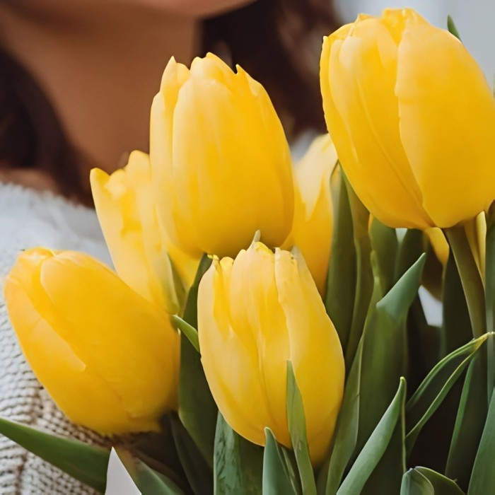Букет 9 желтых тюльпанов