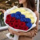 Розы белый синий красный букет