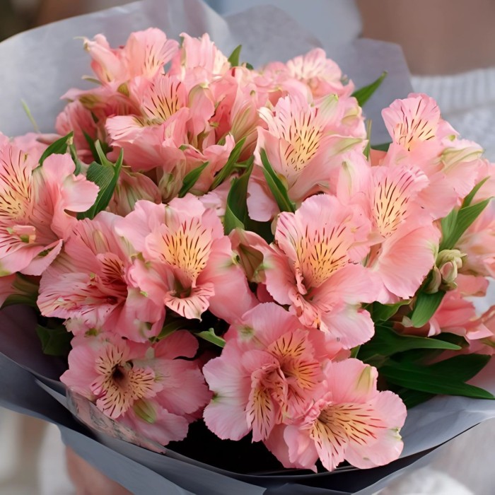 Букет 9 розовых альстромерий